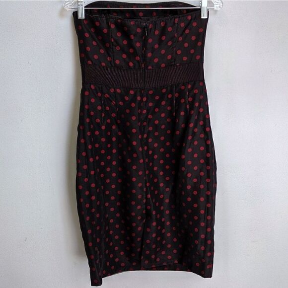 WHBM Red & Black PolkaDot Strapless Dress - Picture 5 of 8